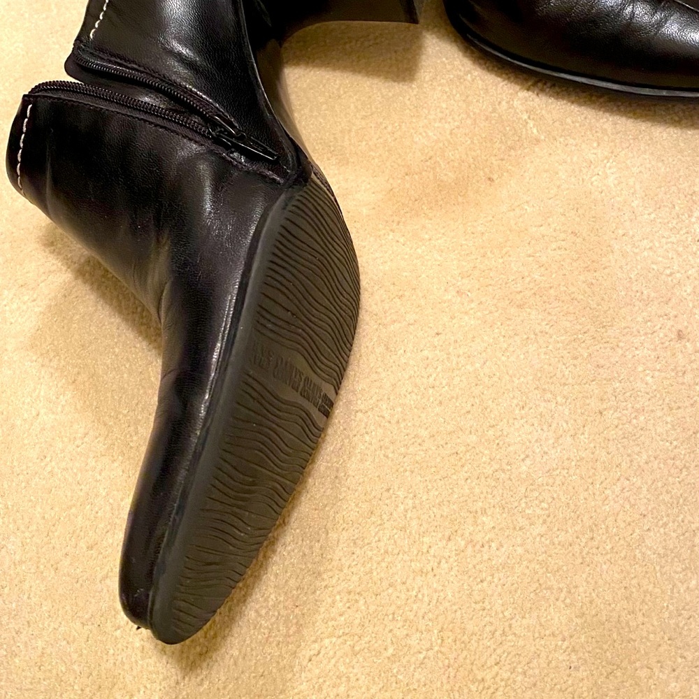 booties black subtle white stitching -2” heel.